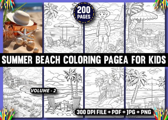 200 Summer Beach Coloring Pages for Kids