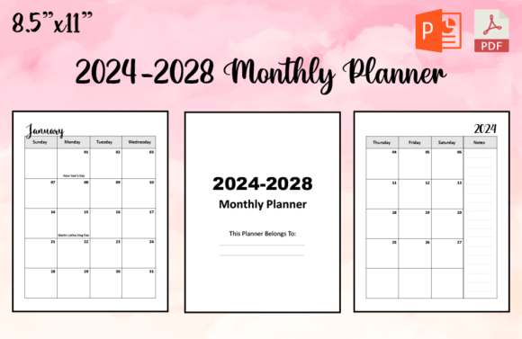 2024-2028 Monthly Planner